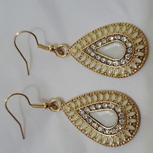 18K Gold Plated Dangle Rhinestone Water Drop Earrings